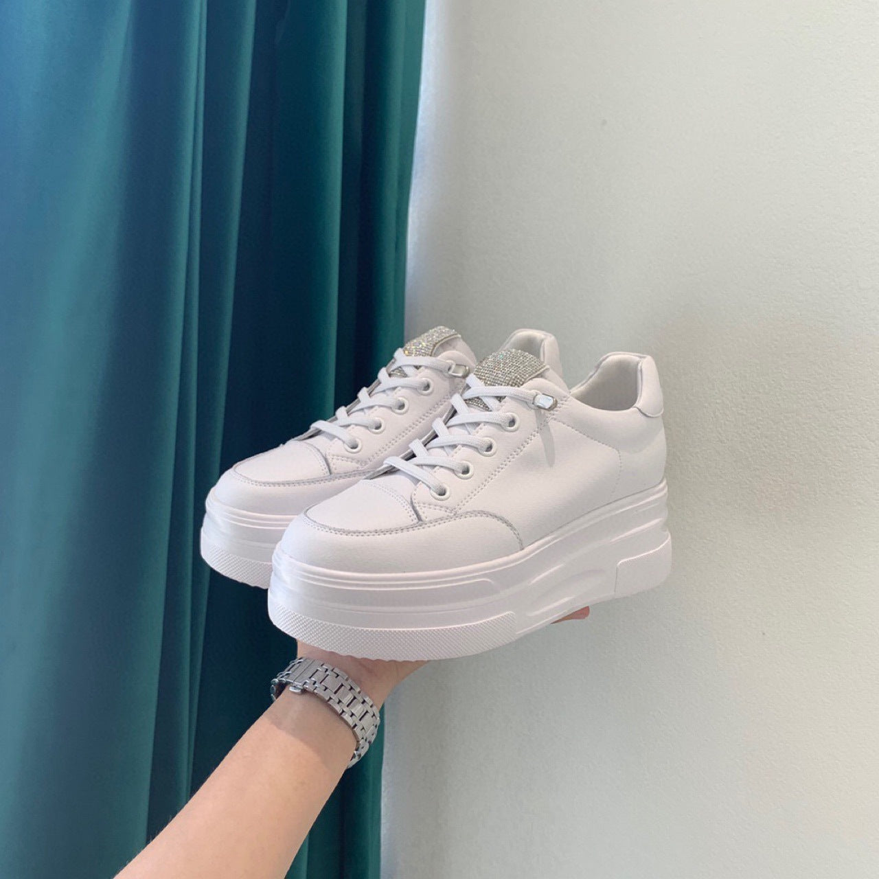 Genuine Platform Wedge White Slip-on Comfortable Casual Shoes