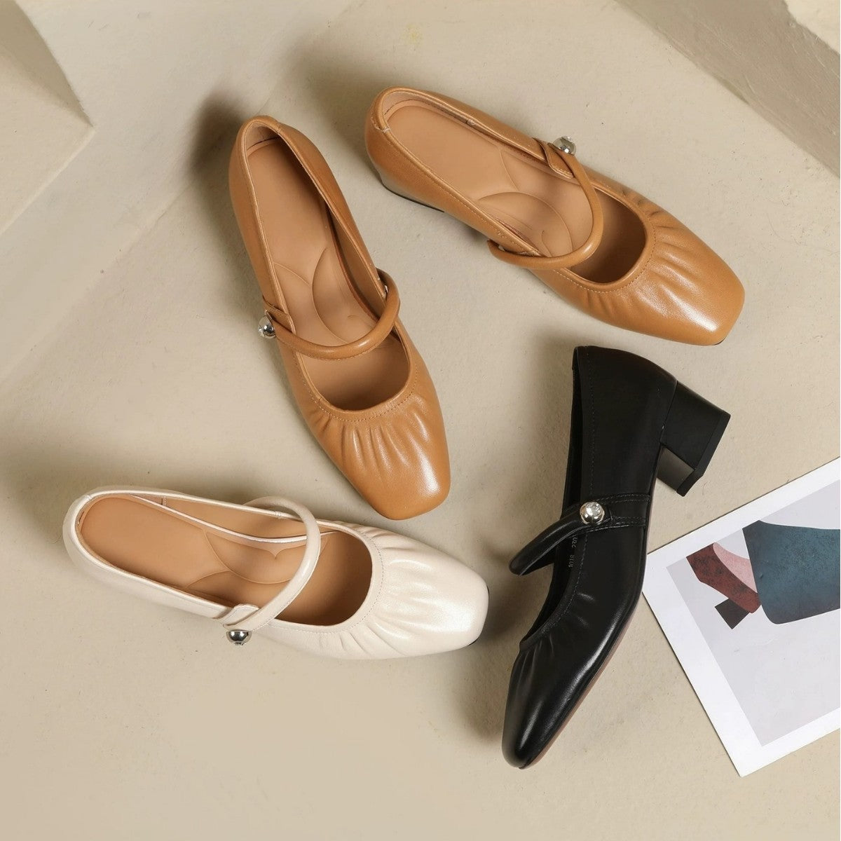 Women's Black Rice Flat Bottom Career Interview Women's Shoes