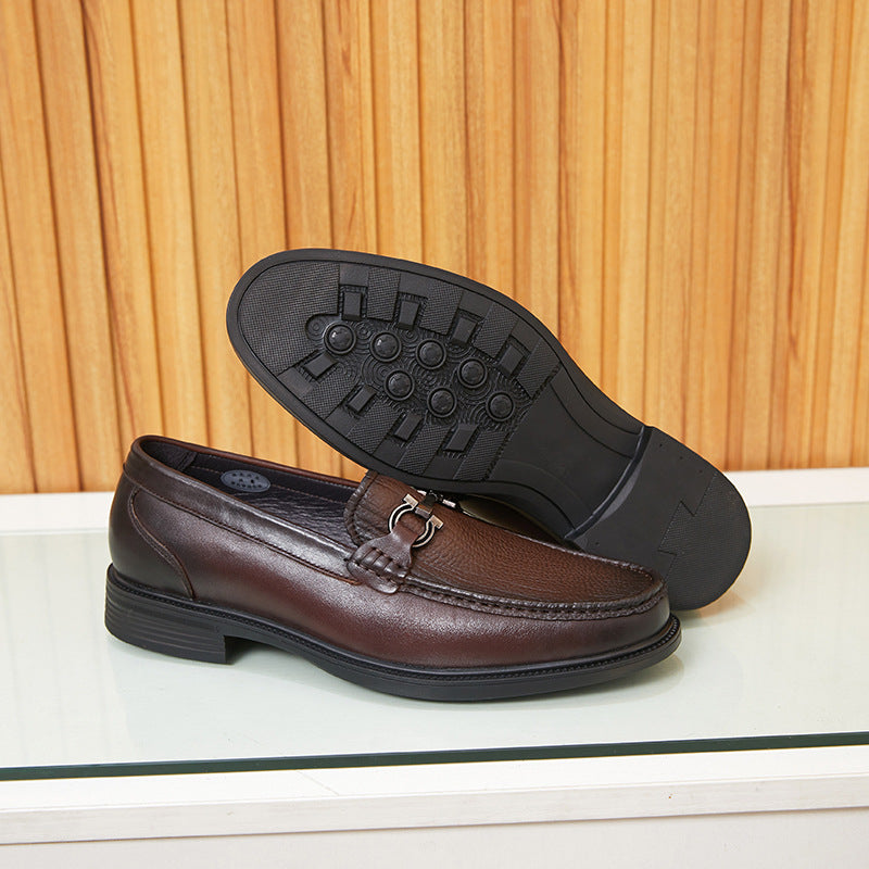 Men's Autumn Genuine Slip On Business Low Comfortable Leather Shoes