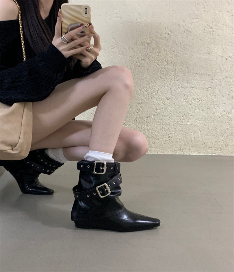 Women's Rivet Trouser Legs Increased Pointed Ankle Women's Shoes