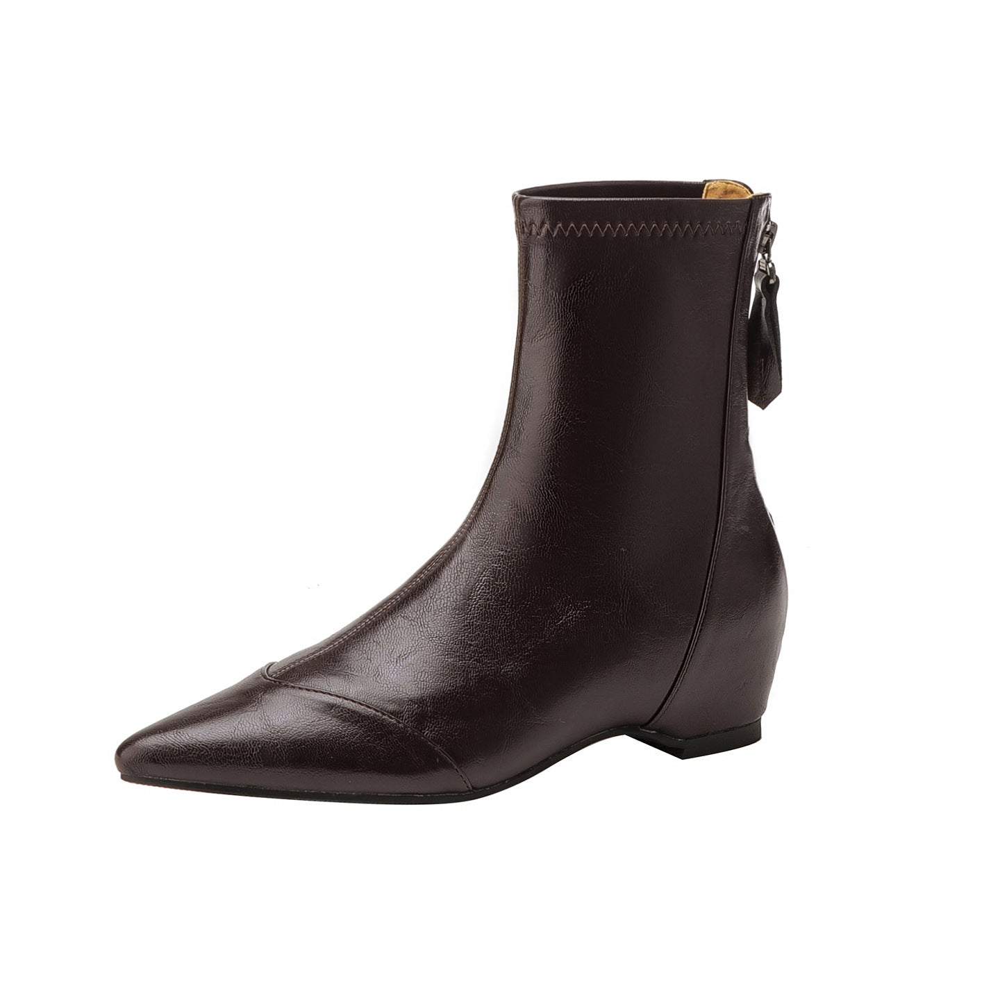 Back Zipper Fashion Slimming Simple Height Increasing Women's Leather Boots