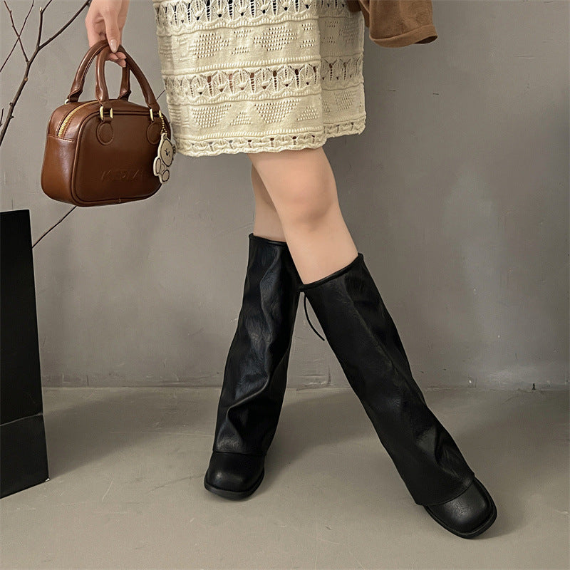 Women's Skirt Retro Pile Style Thick Pants Heels