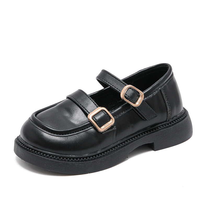 Children's Autumn Princess Black British Style Single-layer Loafers