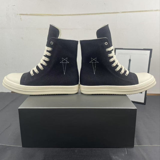 Men's Pentagram Embroidered Skate Short Zipper White Cloth Men's Shoes