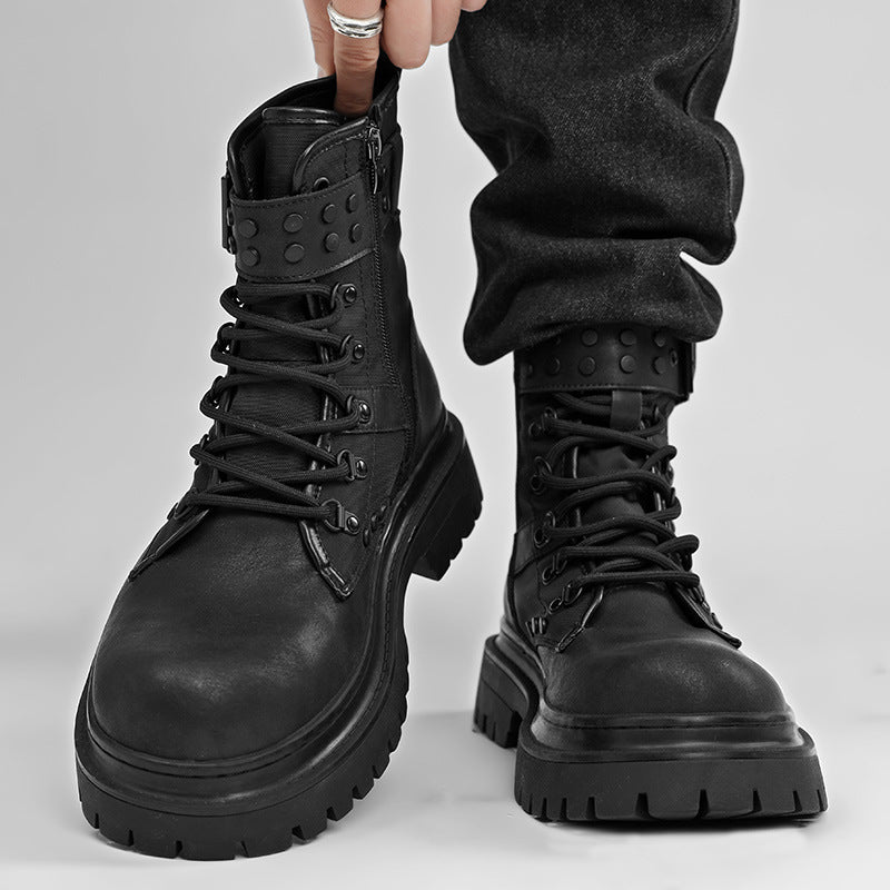 Women's & Men's Martin Autumn Retro British Style Black Worker Boots
