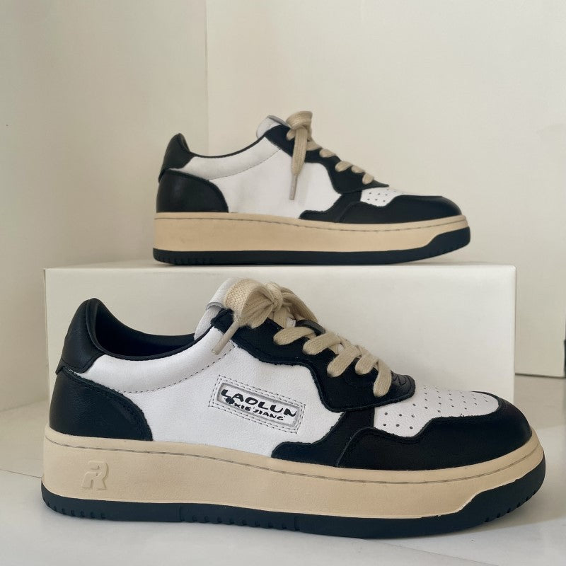 Women's & Men's Black White Couple Trendy Top Layer Sneakers