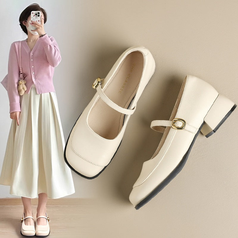 Women's Square Toe Mary Jane French Gentle Pumps Women's Fashion Shoes