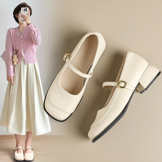 Women's Square Toe Mary Jane French Gentle Pumps Women's Fashion Shoes
