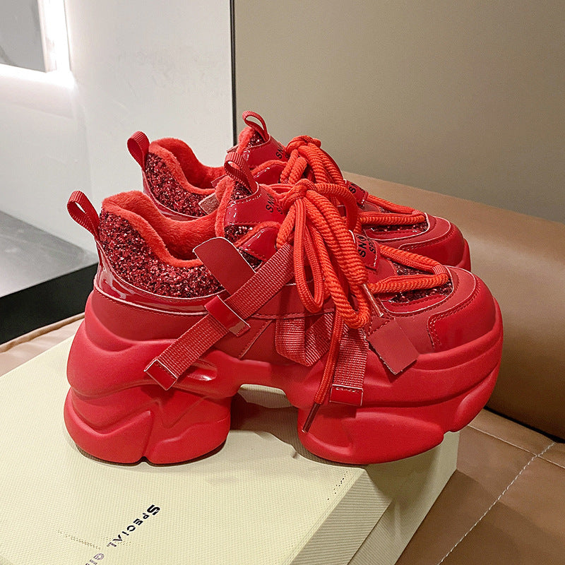 Casual Women's Dad Korean Platform Portable Sneakers