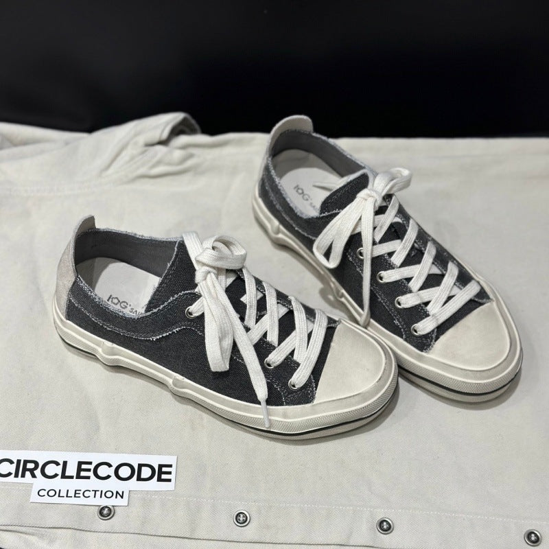 Women's Chun Korean Style Round Head Genuine Retro Vulcanized Women's Casual Shoes