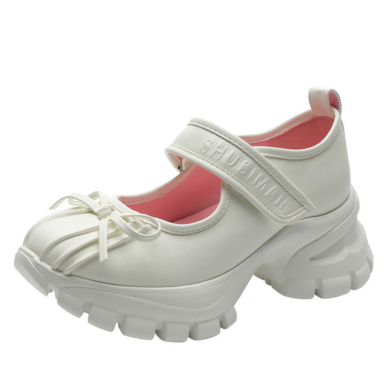 Women's Sier Ballet Thick Bottom Velcro Pumps Low-cut Bowknot Women's Fashion Shoes