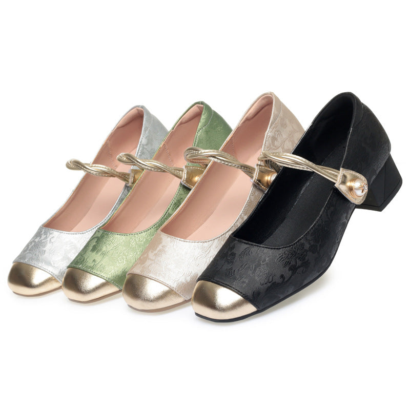 Women's Genuine Pumps Chinese Style Mary Jane Men's Shoes