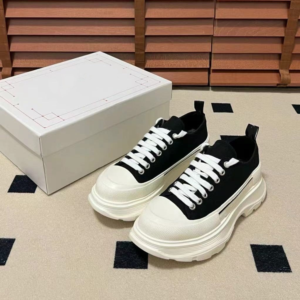 High Version Mcqueen Versatile Muffin Platform White Increased Women's Canvas Shoes