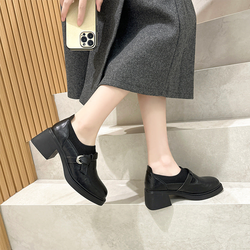 Women's Genuine Korean Chunky Knitted Slip-on Ankle Women's Fashion Shoes