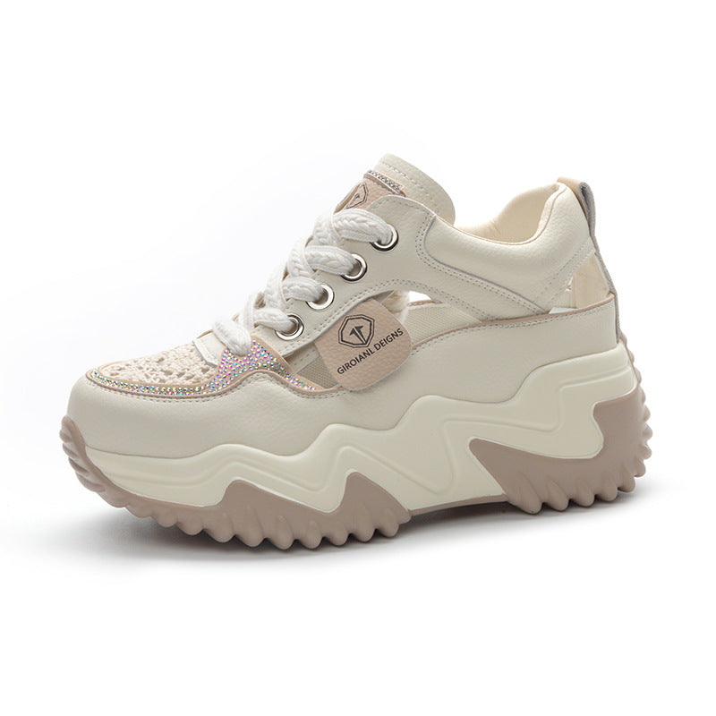 Women's Summer Versatile Platform Closed Toe Breathable White Women's Casual Shoes
