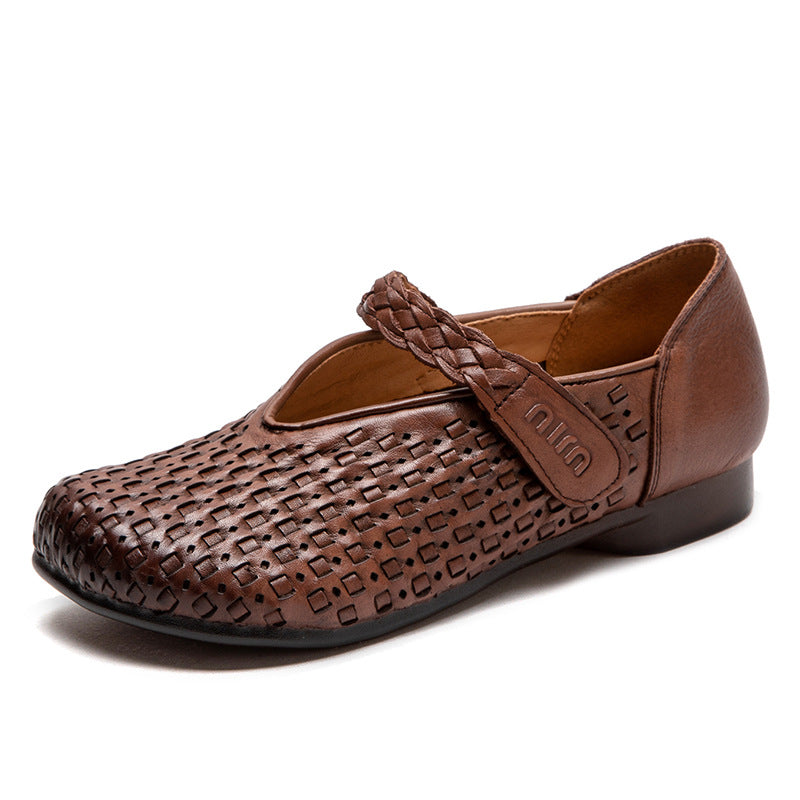 Women's Flat Bottom Comfort Mom Velcro Retro Pumps Women's Casual Shoes