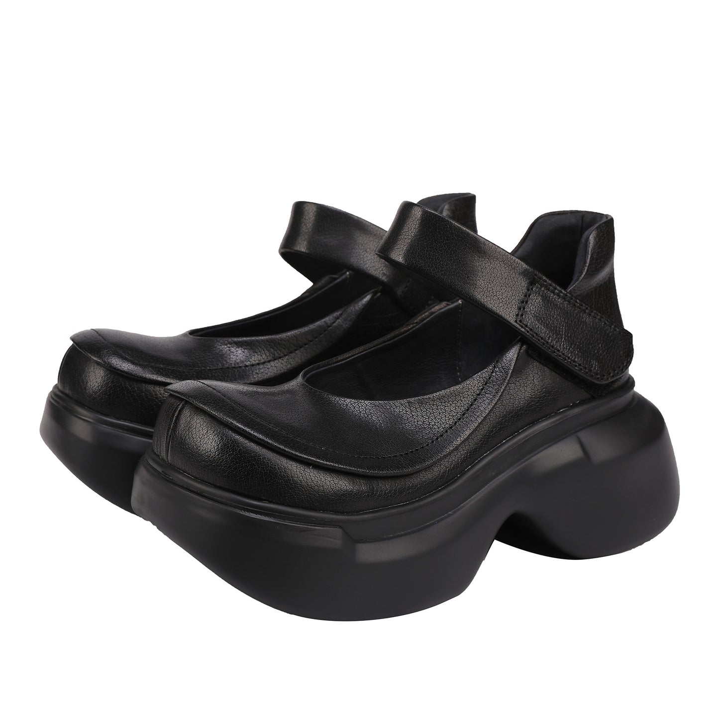 Women's Retro Platform Cowhide Washed With Pumps Women's Fashion Shoes