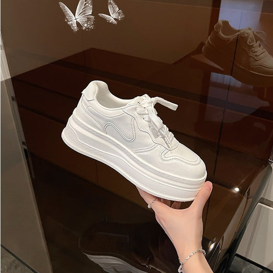 Women's Genuine Korean Style Thick Bottom Heightened Easy Wear Autumn Breathable Women's Board Shoes