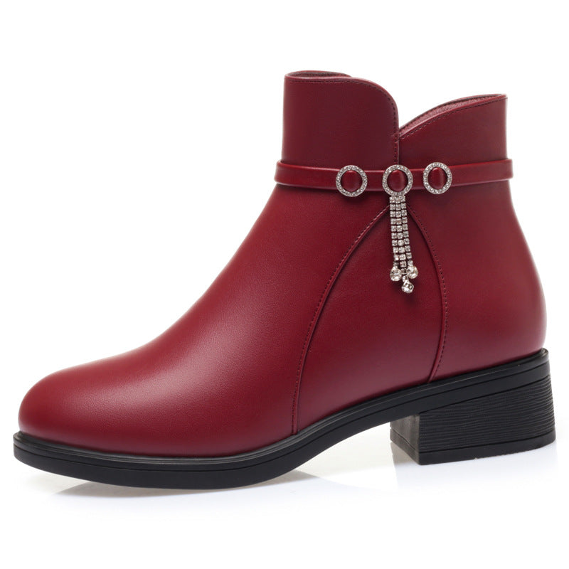 Women's Mother's Soft Bottom Short Mid Fleece-lined Women's Shoes