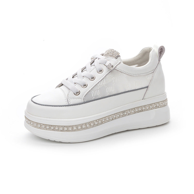 Women's Surface White Summer Thin Inner Height Casual Shoes