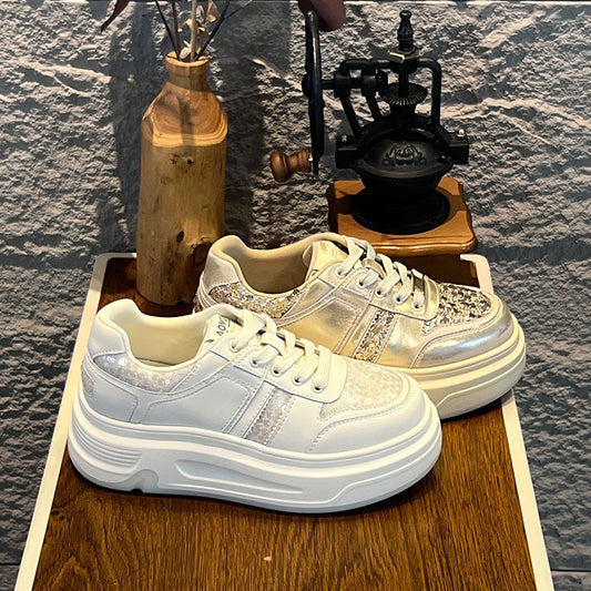 Women's Bottom White For Spring Platform Height Increasing Commuting Women's Sports Shoes