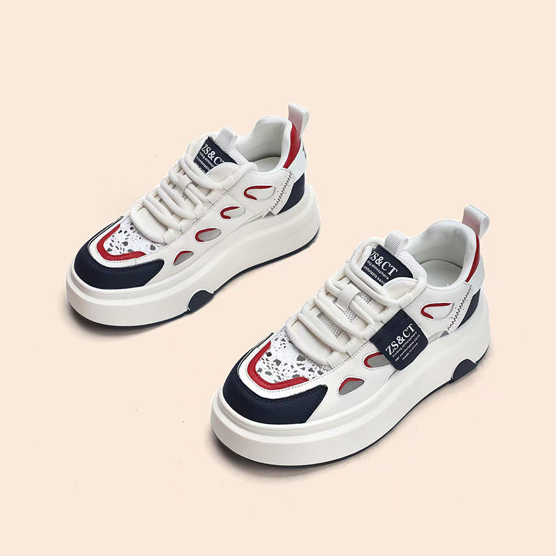 Women's Spring Hidden White Genuine Breathable Sports Sneakers