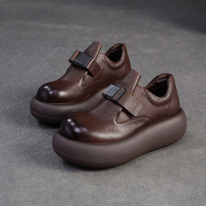 Women's Platform First Layer Cowhide Pumps Fashion Comfortable Women's Casual Shoes