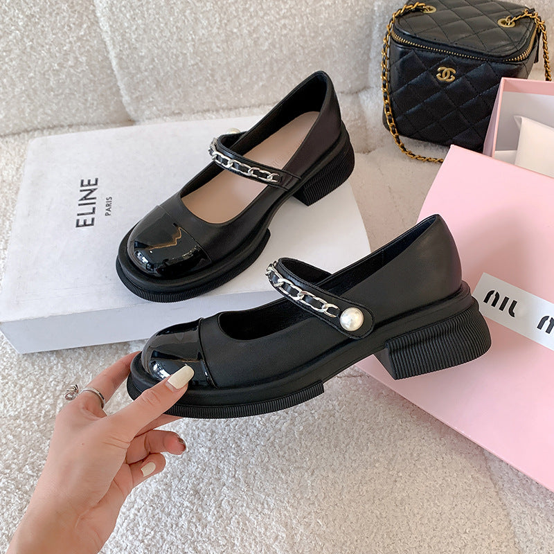 Style Mary Jane Female Sweet Platform Genuine Women's Shoes