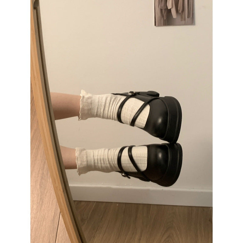 Round High Platform Female Summer Versatile Retro French Mary Heels