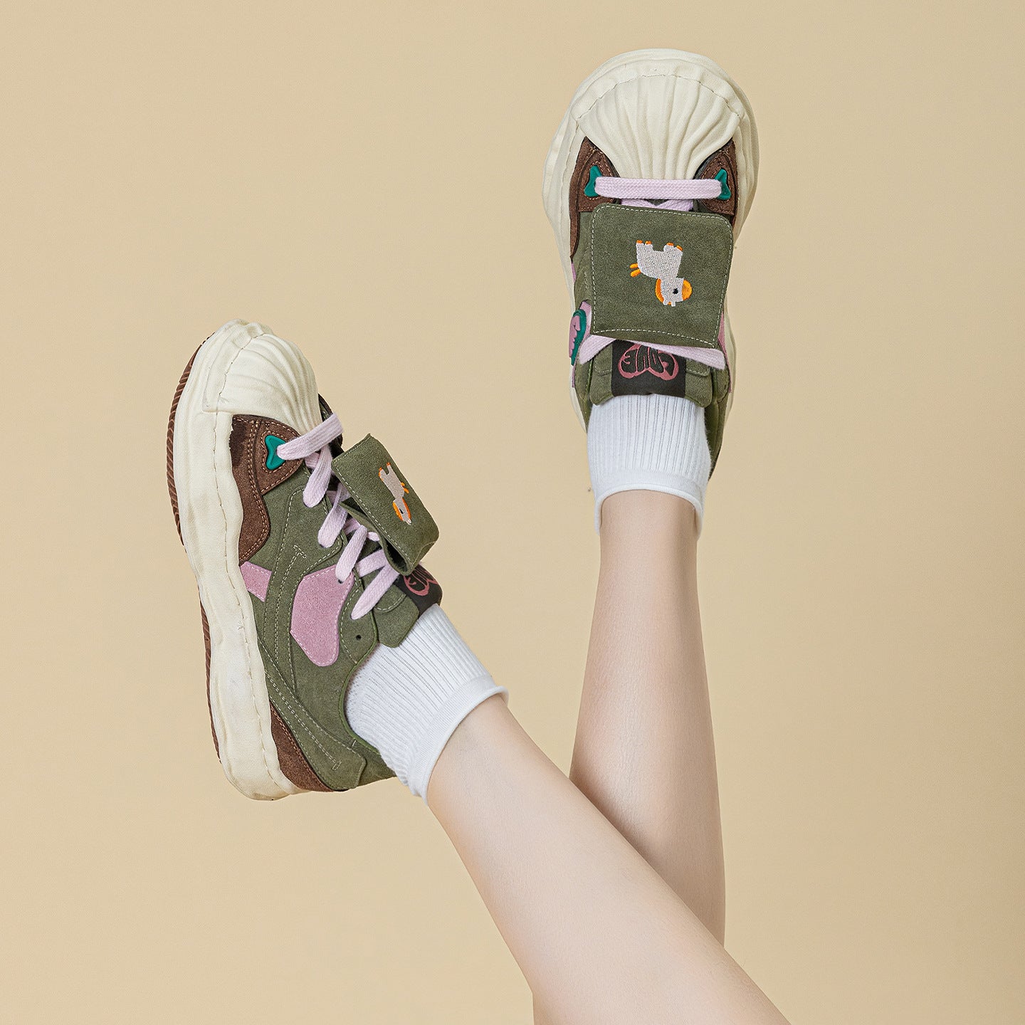 With Mandarin Ducks Spring Genuine Design Retro Easy Matching Sports Women's Casual Shoes