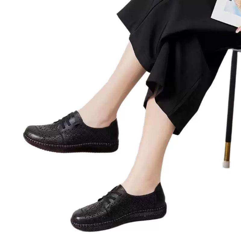 Women's Pumps Flat Hole Retro Platform Mom Women's Casual Shoes