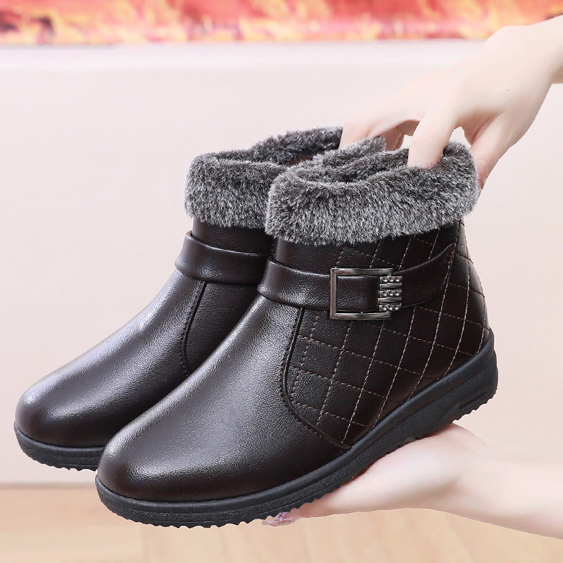 Women's Cotton Winter Fleece-lined Thick Platform Ankle Women's Shoes