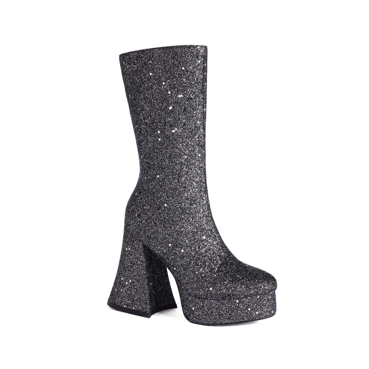 Square Toe High Chunky Sequined Horn Fashion Boots