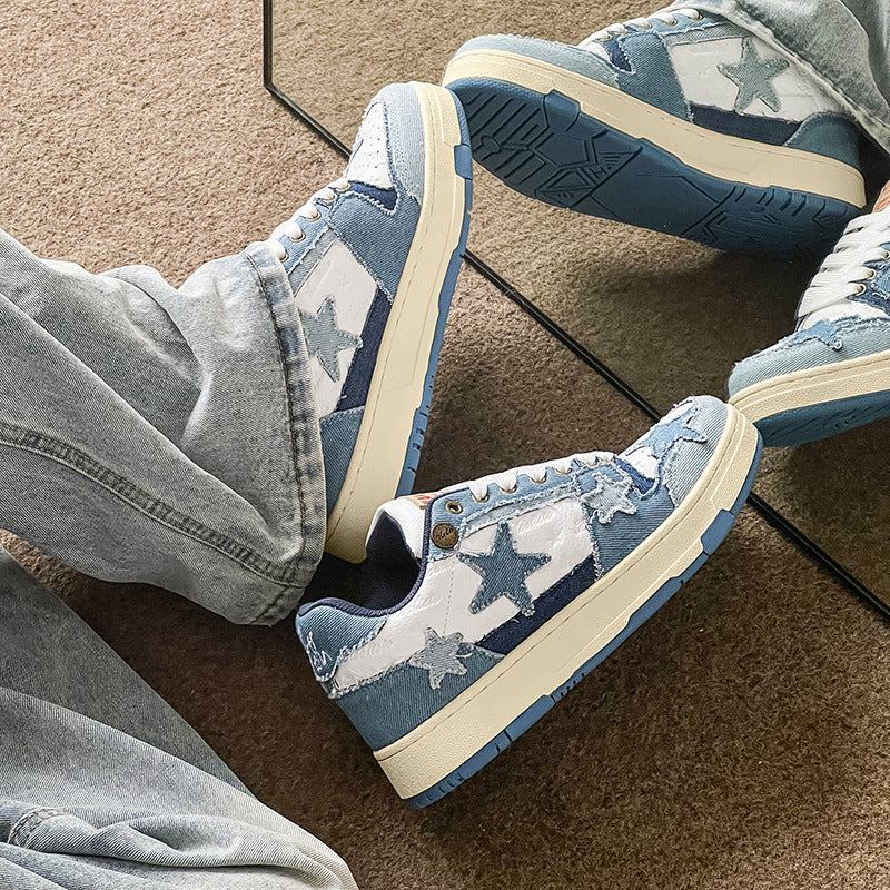 Men's National Fashion Versatile Star Pattern Denim Men's Board Shoes
