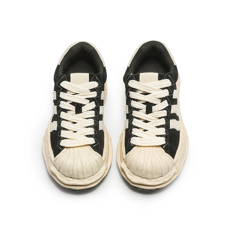 Three Bars Niche Shell Toe Dissoed Thick Sole Height Sneakers