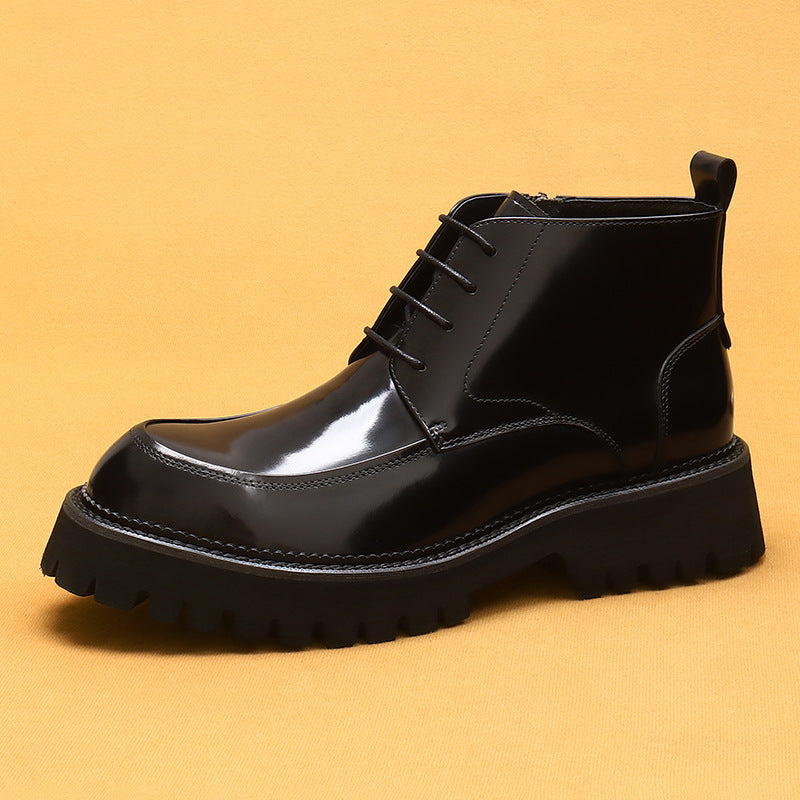 Men's Martin Zipper Patent Glossy British Ankle Boots