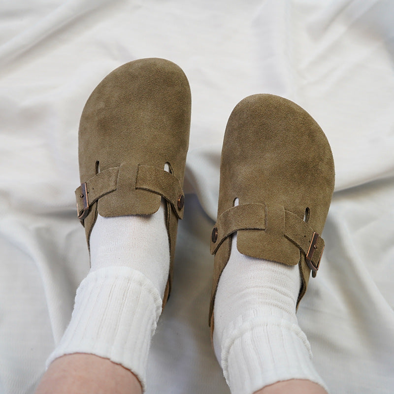 Version Toe Cap Genuine Cork Half Sandals