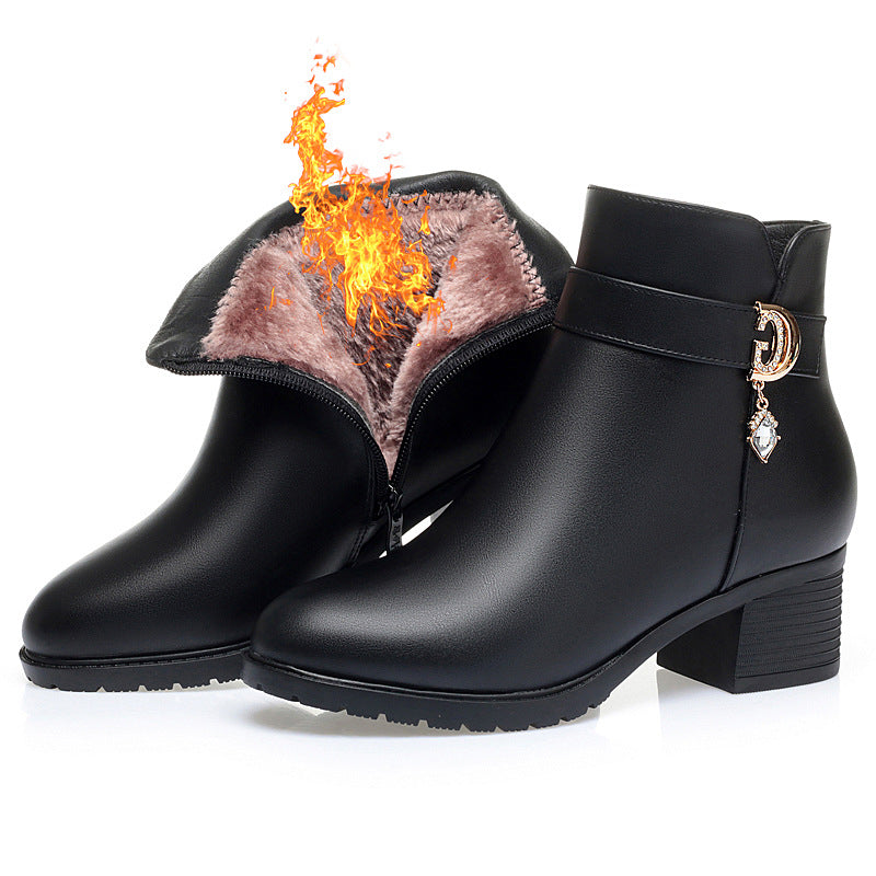 Women's Mother's Soft Bottom Mid Fleece-lined Women's Shoes