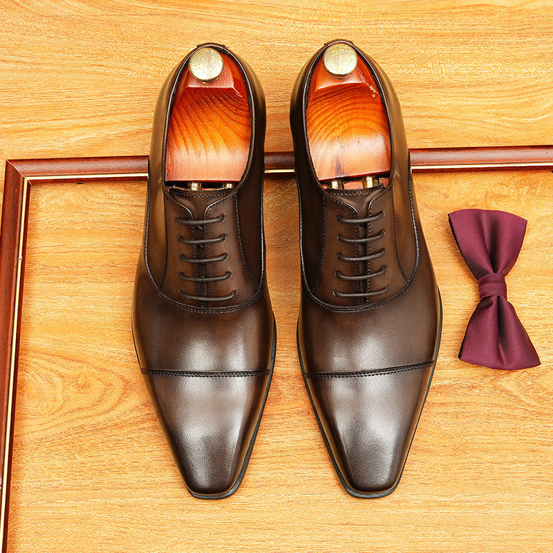 Men's Spring Gentleman Oxford First Layer Cowhide Business Formal Wear Leather Shoes