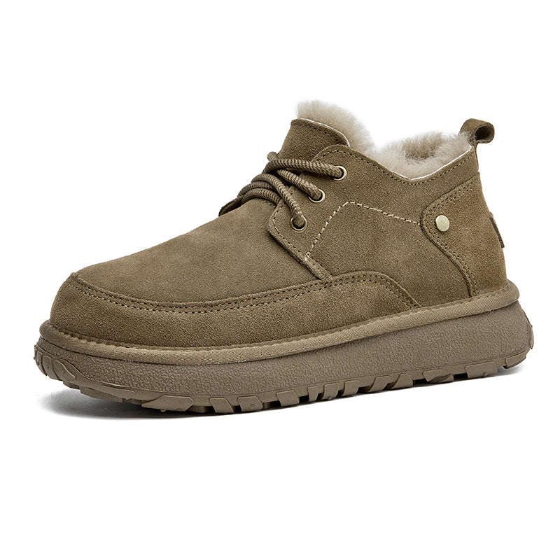 Men's Winter Sheep Fur Integrated Fleece Lined Padded Warm Keeping Snow Boots