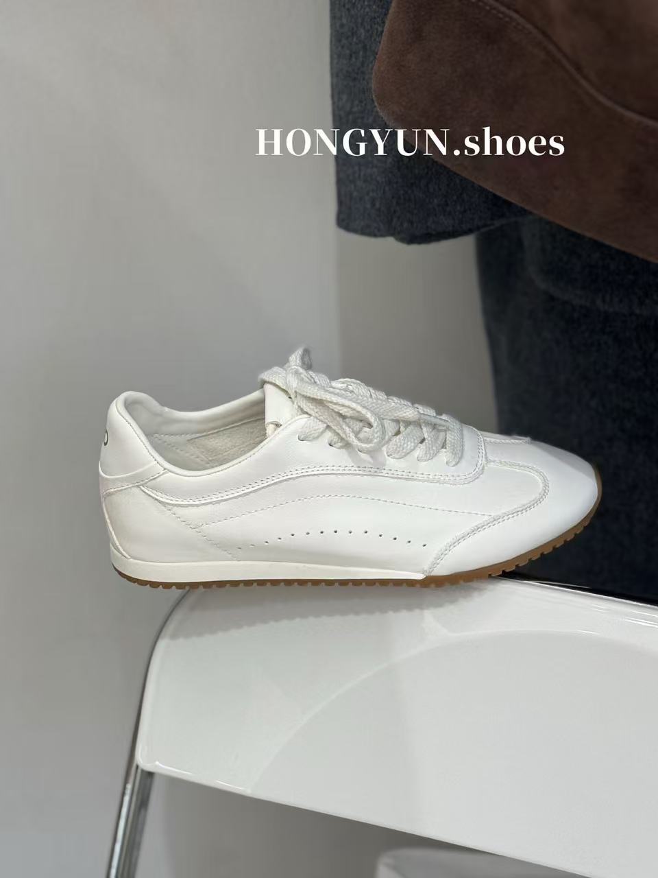 Red Rhyme Cow Suede Stitching Sports German Training Retro Easy Women's Casual Shoes