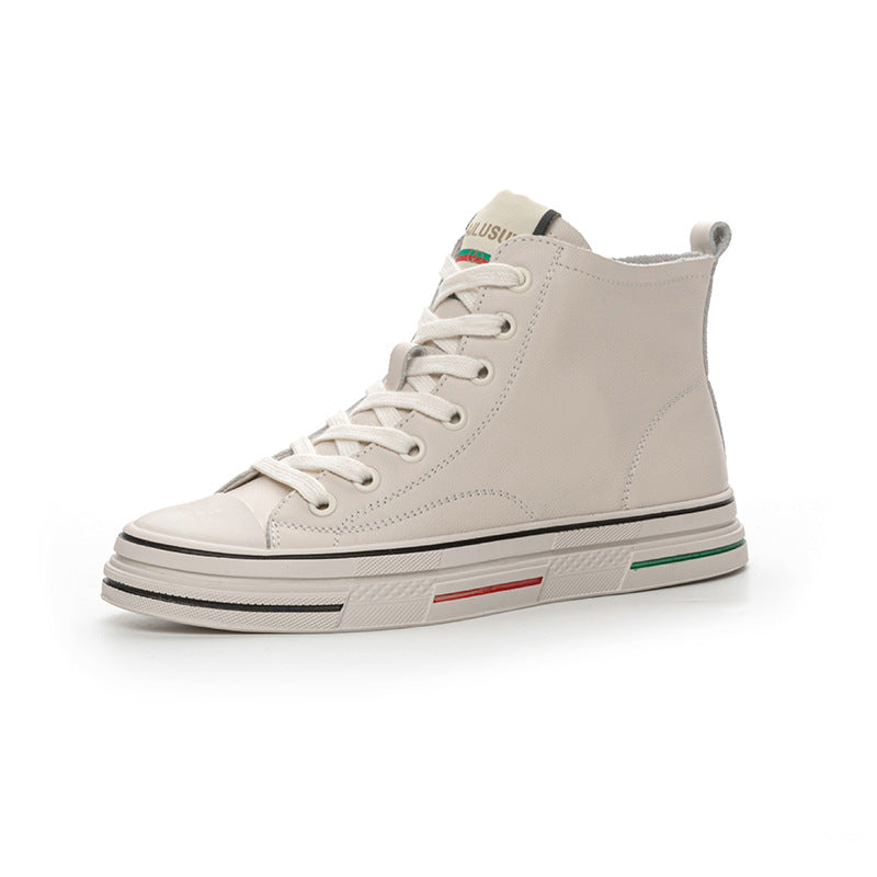 Women's Top Layer Cowhide Flat White Korean Style Versatile Shell Women's Board Shoes