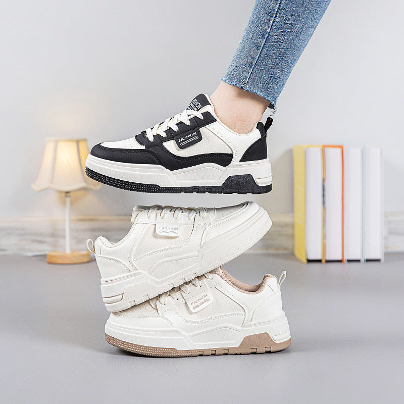 Women's White Spring Versatile Elevator German Training Casual Shoes