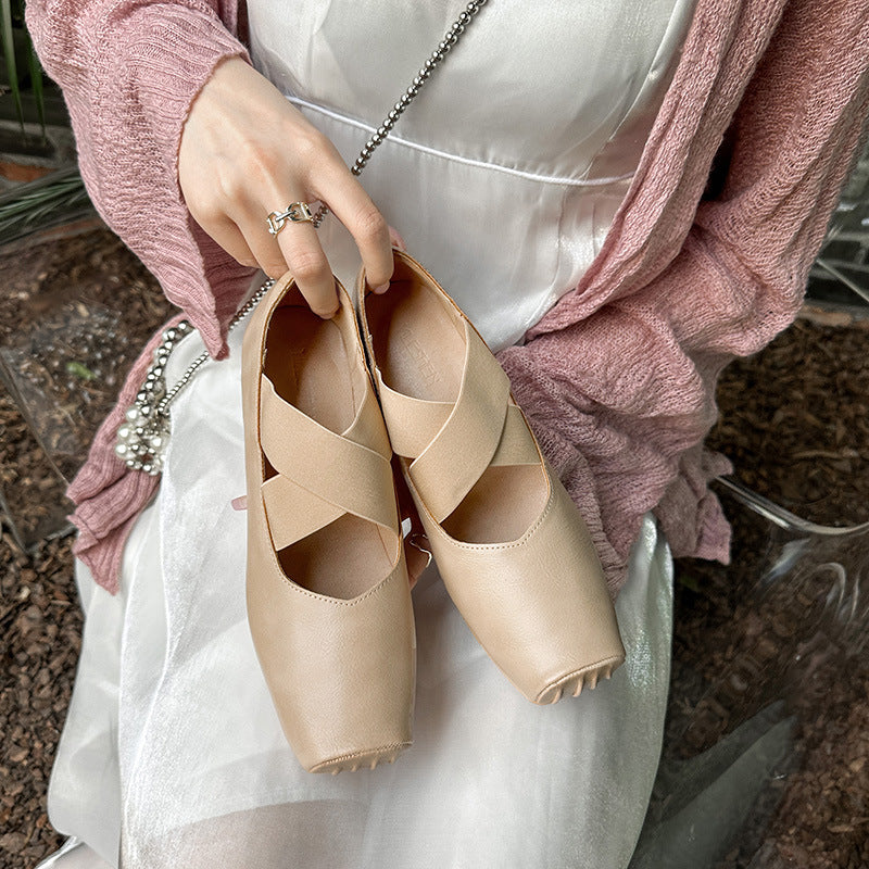 Women's Strap Pig Nose Mary Jane Retro Square Casual Shoes