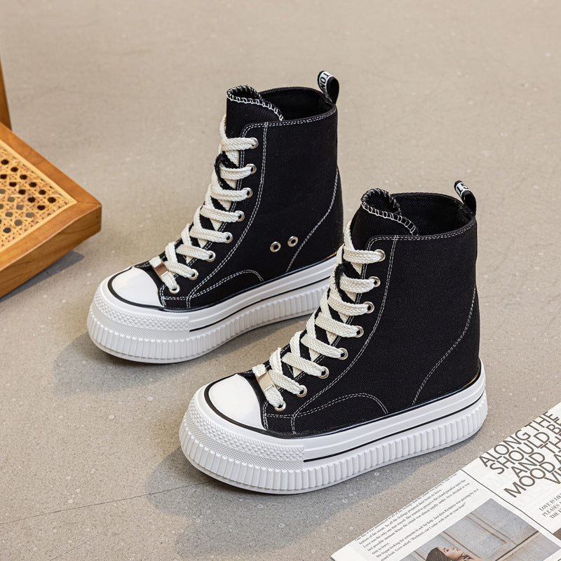 Women's Thick-soled Spring Invisible Height Increasing Insole Women's Canvas Shoes