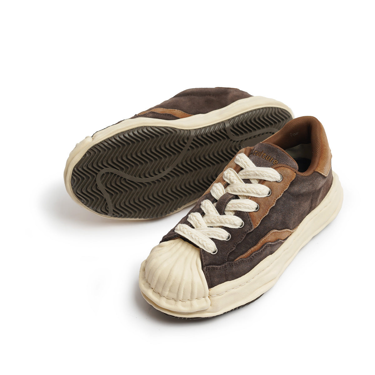 Toe Dissoed Washed Worn Niche Patchwork Sneakers