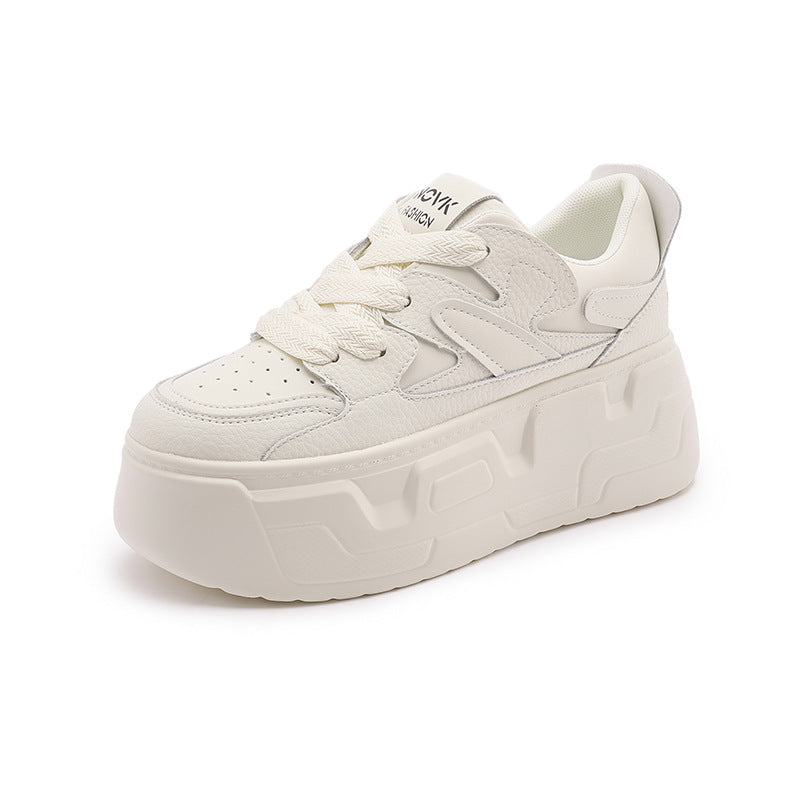 Women's Autumn Genuine Thick Bottom Hidden White Casual Shoes
