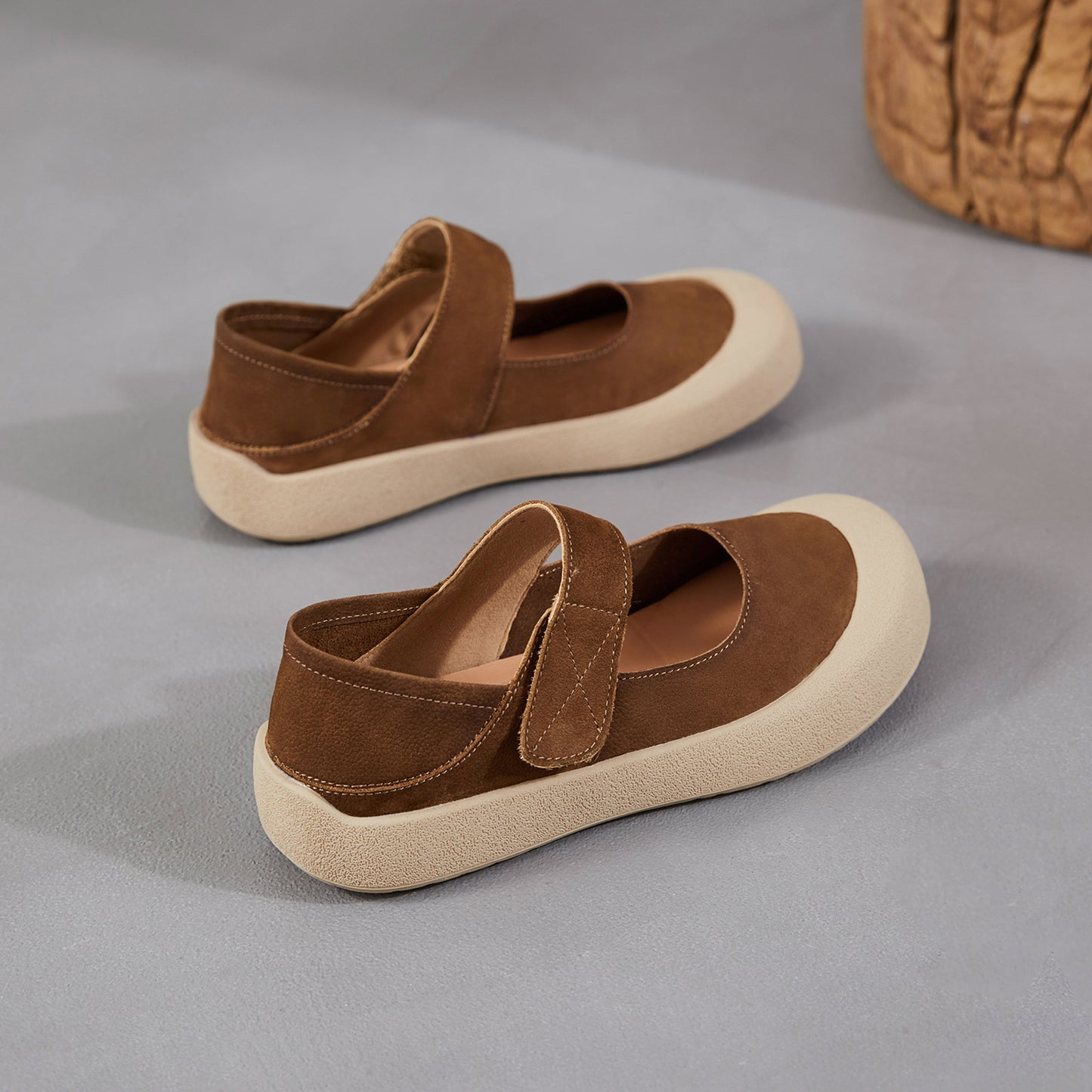 Women's Spring Word With Velcro Mary Jane Shallow Mouth Flat Women's Casual Shoes
