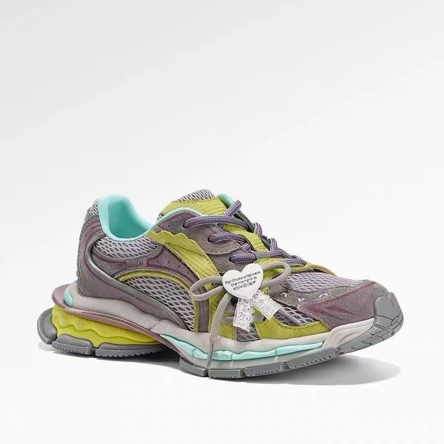 Women's Matching Platform Mesh Surface Clunky Height Increasing Armor Sneakers