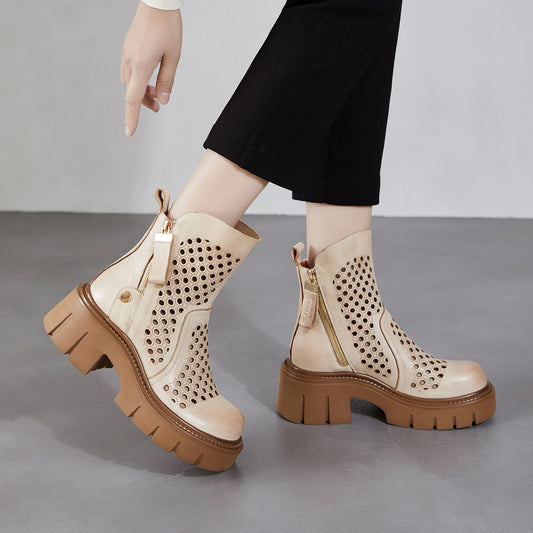Women's Authentic Hollow Out Martin Booties Height Heels